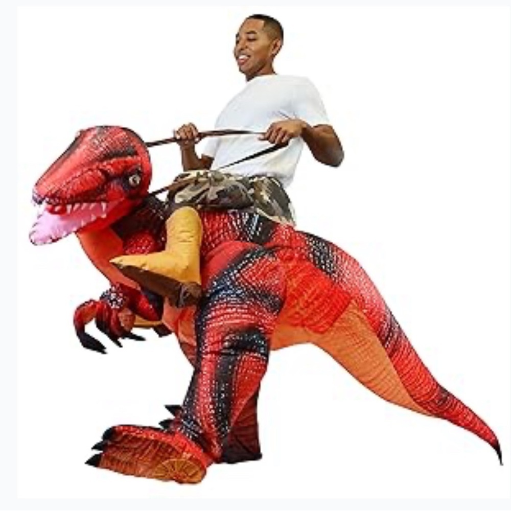 🌼💜💜NWT Spooktacular Creations Inflatable Raptor Halloween Riding a Raptor - Picture 3 of 7